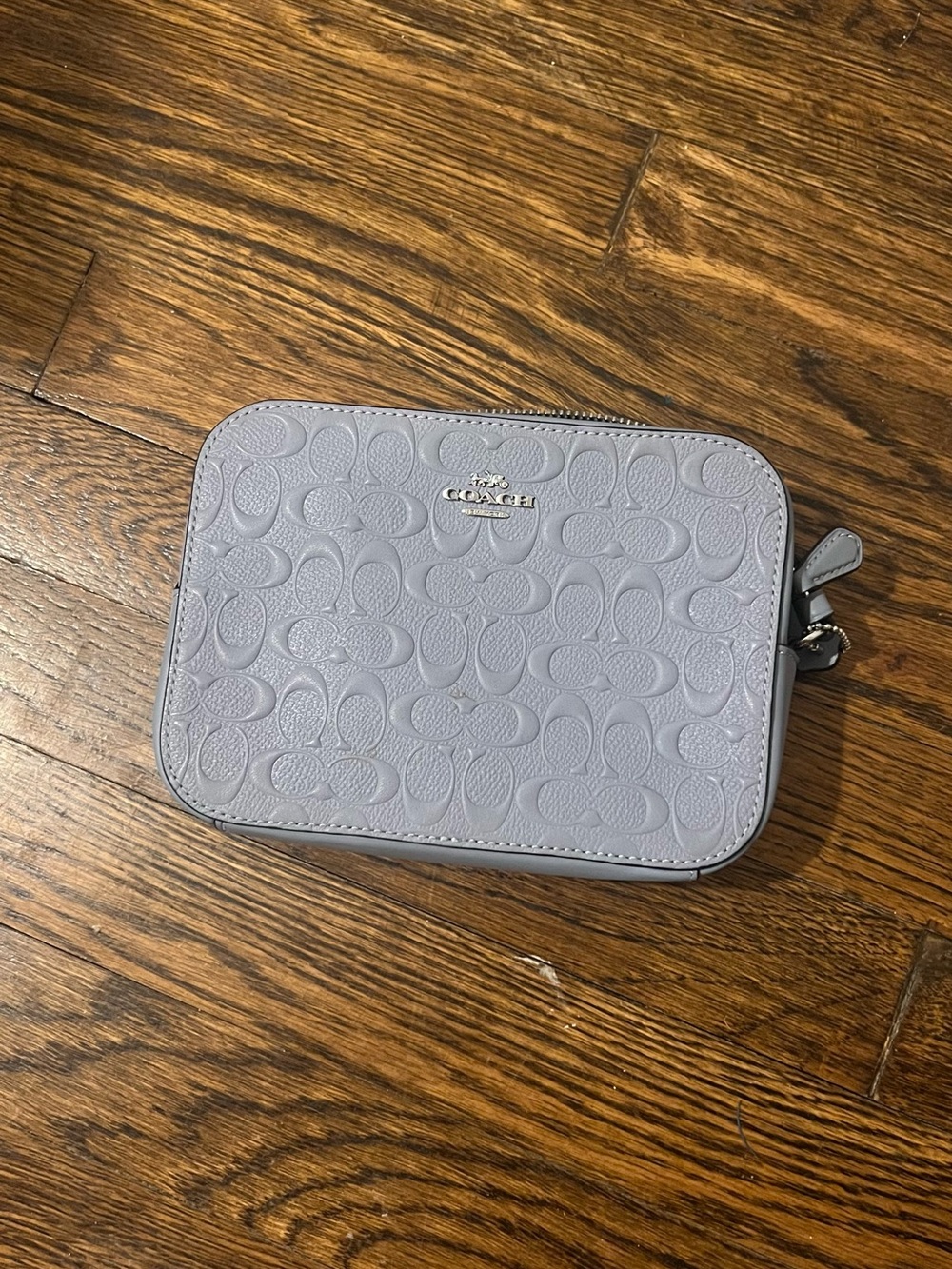 Coach Light Gray Embossed Signature Crossbody